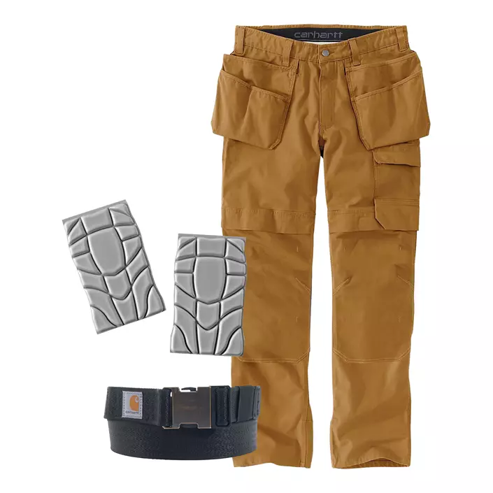 Carhartt hantverksbyxa, knäskydd og bälte, , large image number 0