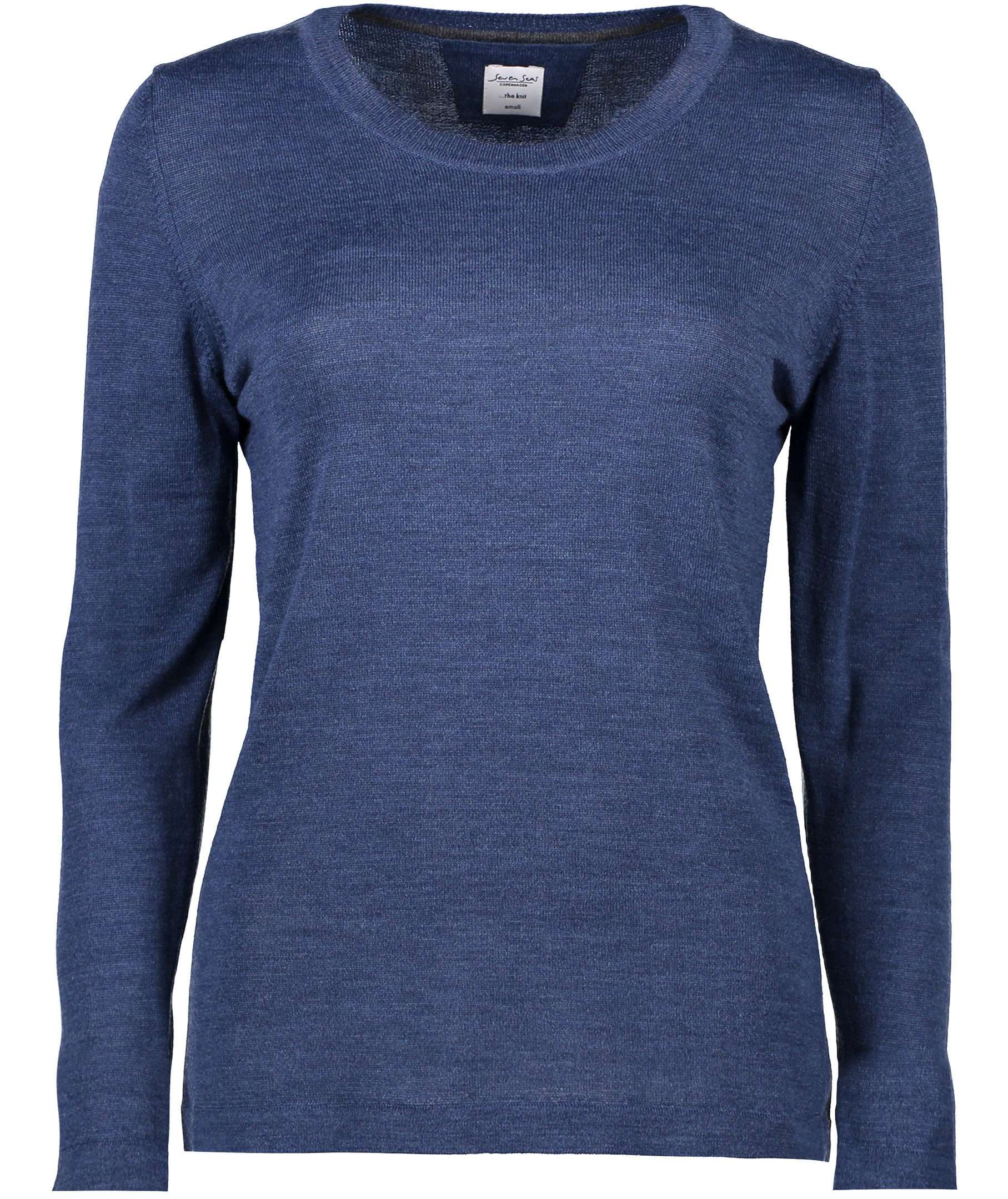 Seven Seas women's knitted pullover with merino wool, Blue melange, Blue melange, swatch