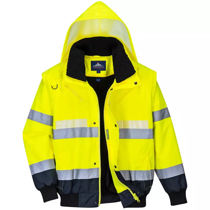 Portwest Glowtex 3-in-1 pilot jacket, Hi-vis Yellow/Marine, large image number 0