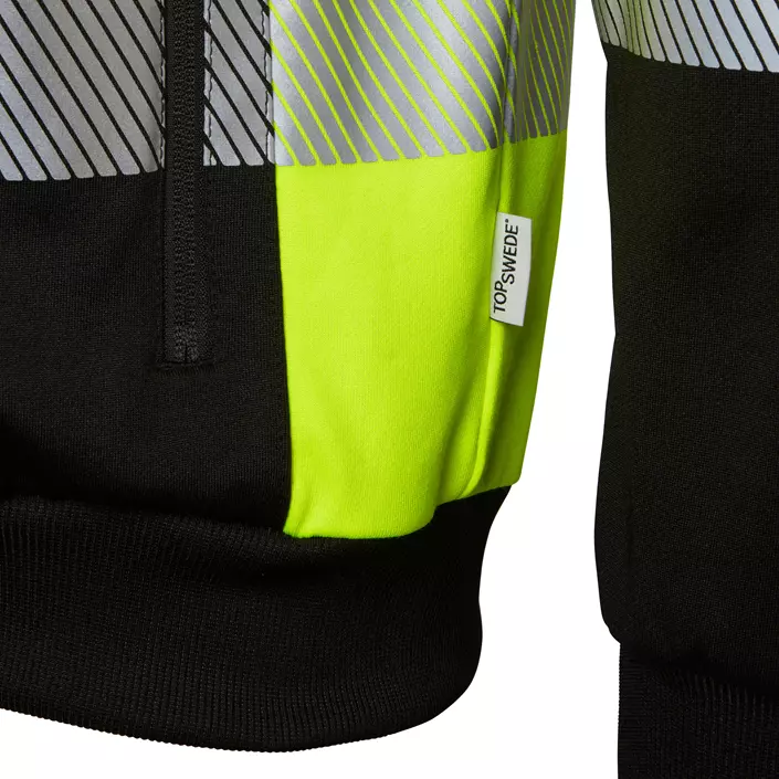 Top Swede Hoodie mit Reißverschluss 603, Schwarz/Hi-Vis Gelb, large image number 4
