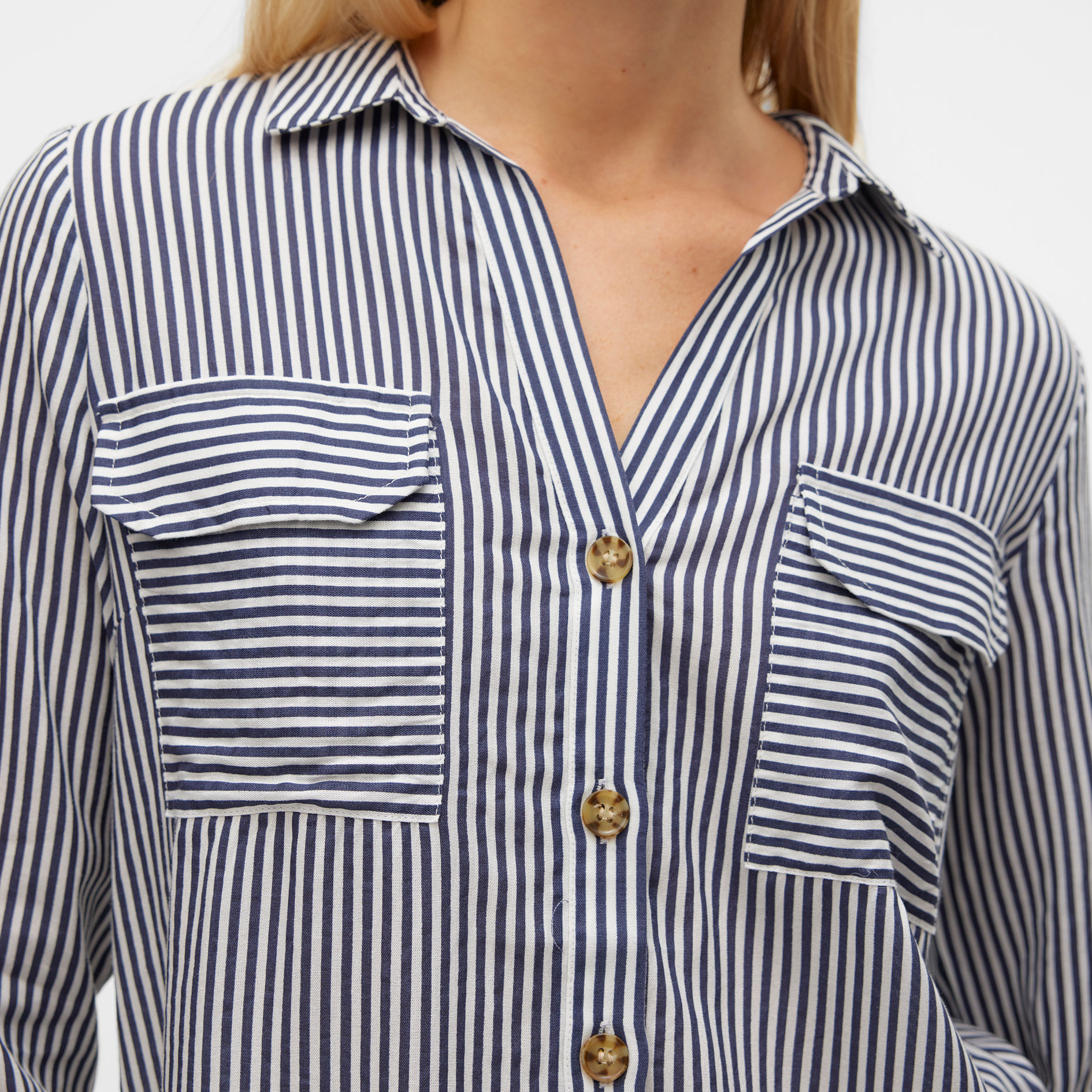 Vero Moda VMBUMPY dame skjorte, Snow White/India Ink, large image number 4