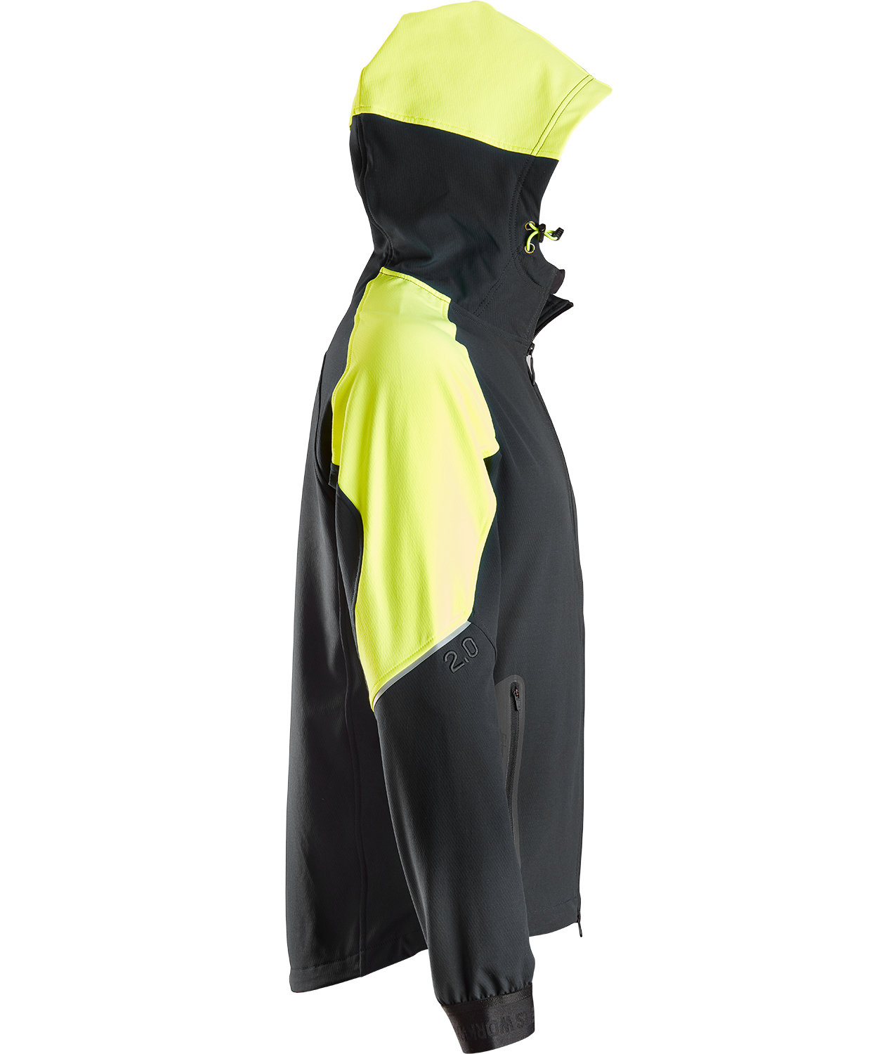Snickers FlexiWork hoodie 8025 full stretch, Black/Neon Yellow, large image number 3