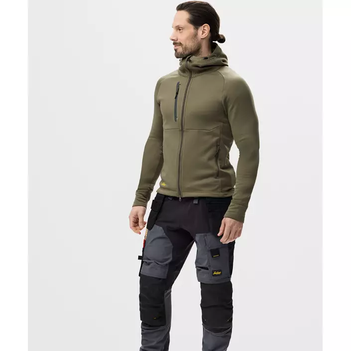 Snickers Flexiwork Polartec® hoodie with zipper 8026, Khaki Green, large image number 1