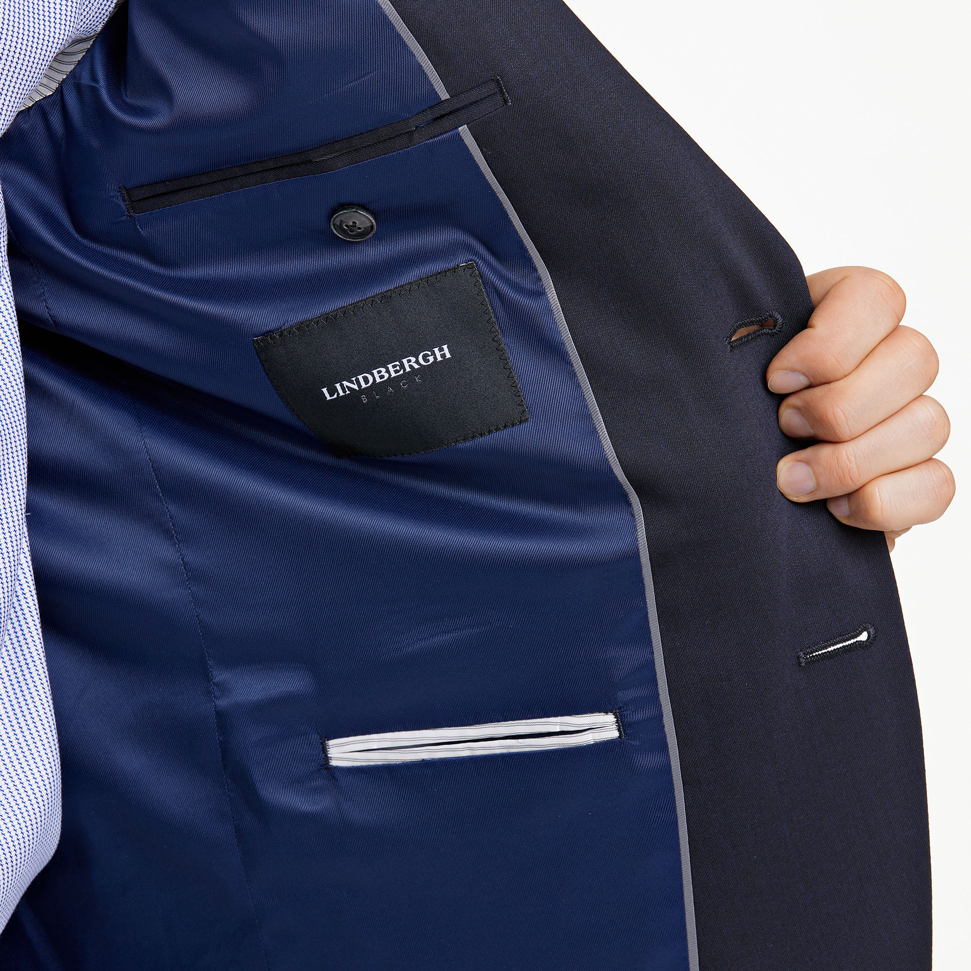 Lindbergh Modern fit blazer with wool, Navy, large image number 4