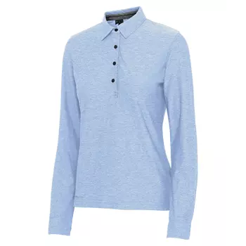 Pitch Stone women's long-sleeved polo shirt, Light blue melange