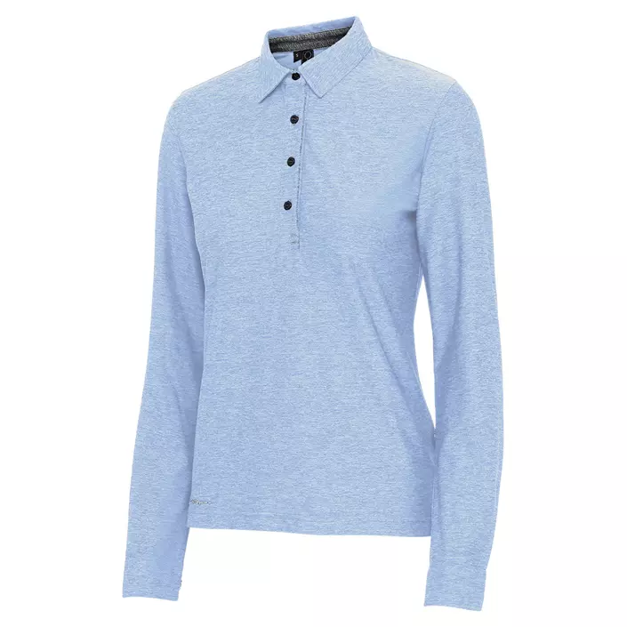 Pitch Stone women's long-sleeved polo shirt, Light blue melange, large image number 0