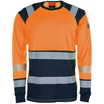 Tranemo långärmad T-shirt, Varsel Orange/Marinblå