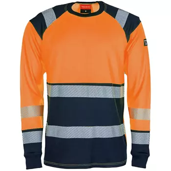 Tranemo långärmad T-shirt, Varsel Orange/Marinblå