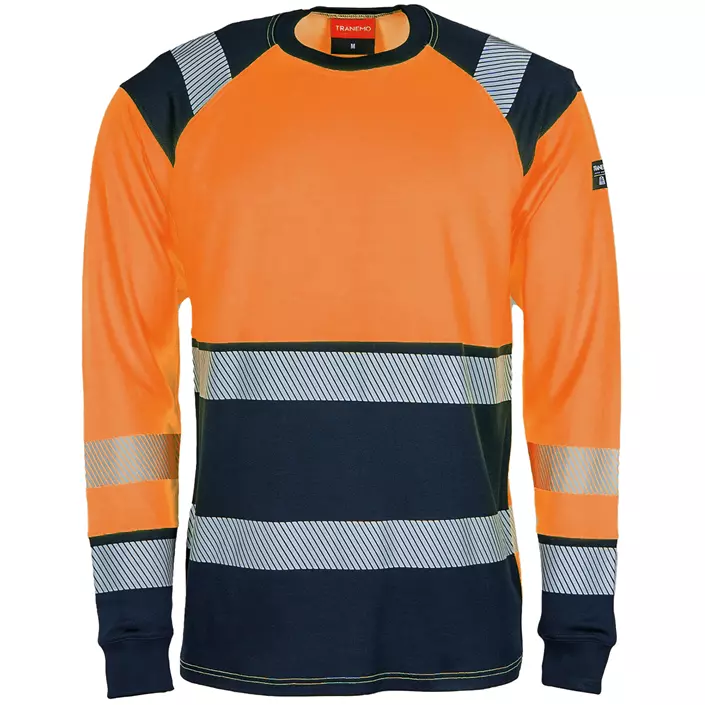 Tranemo långärmad T-shirt, Varsel Orange/Marinblå, large image number 0