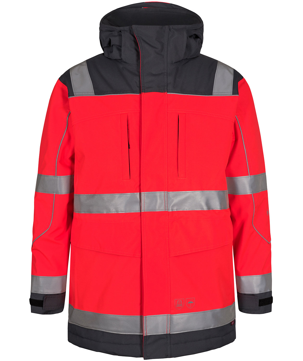 Engel parkas, Varsel r&ouml;d/gr&aring;