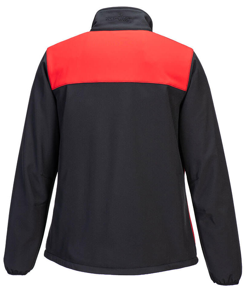 Portwest PW2 dame softshelljakke, Svart/R&oslash;d, large image number 1