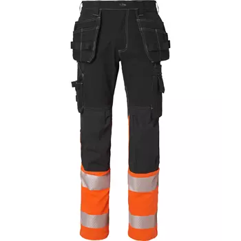 Top Swede craftsman trousers 312 full stretch, Black/Hi-vis Orange