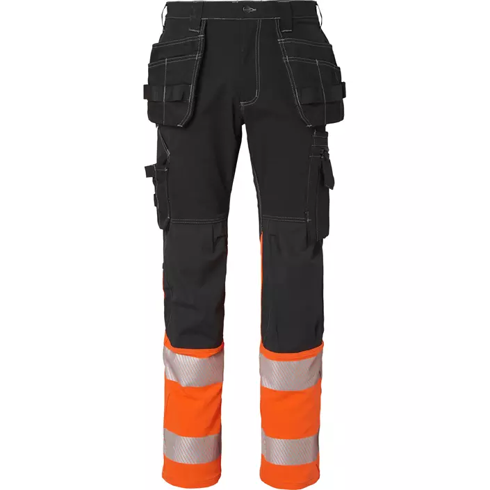 Top Swede craftsman trousers 312 full stretch, Black/Hi-vis Orange, large image number 0