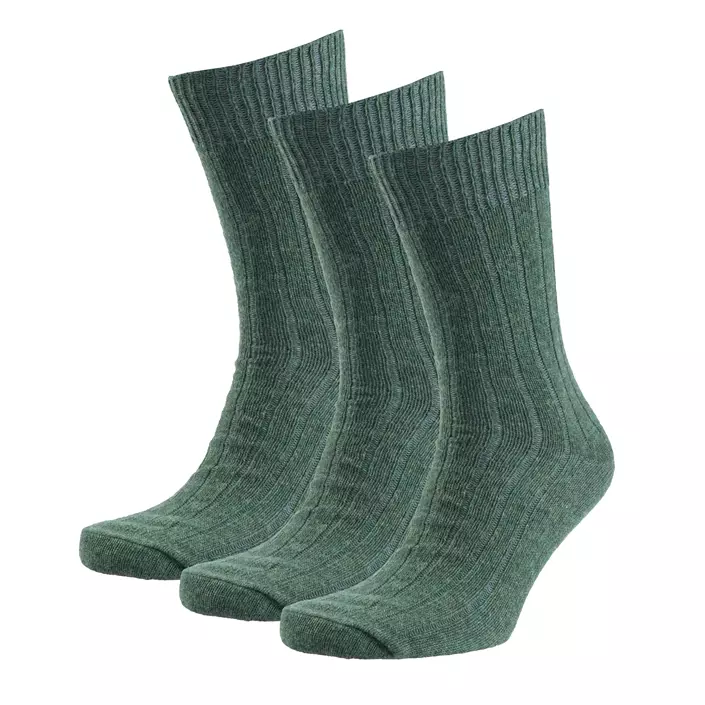3-pack sokker med merinoull, Dusty green, large image number 0