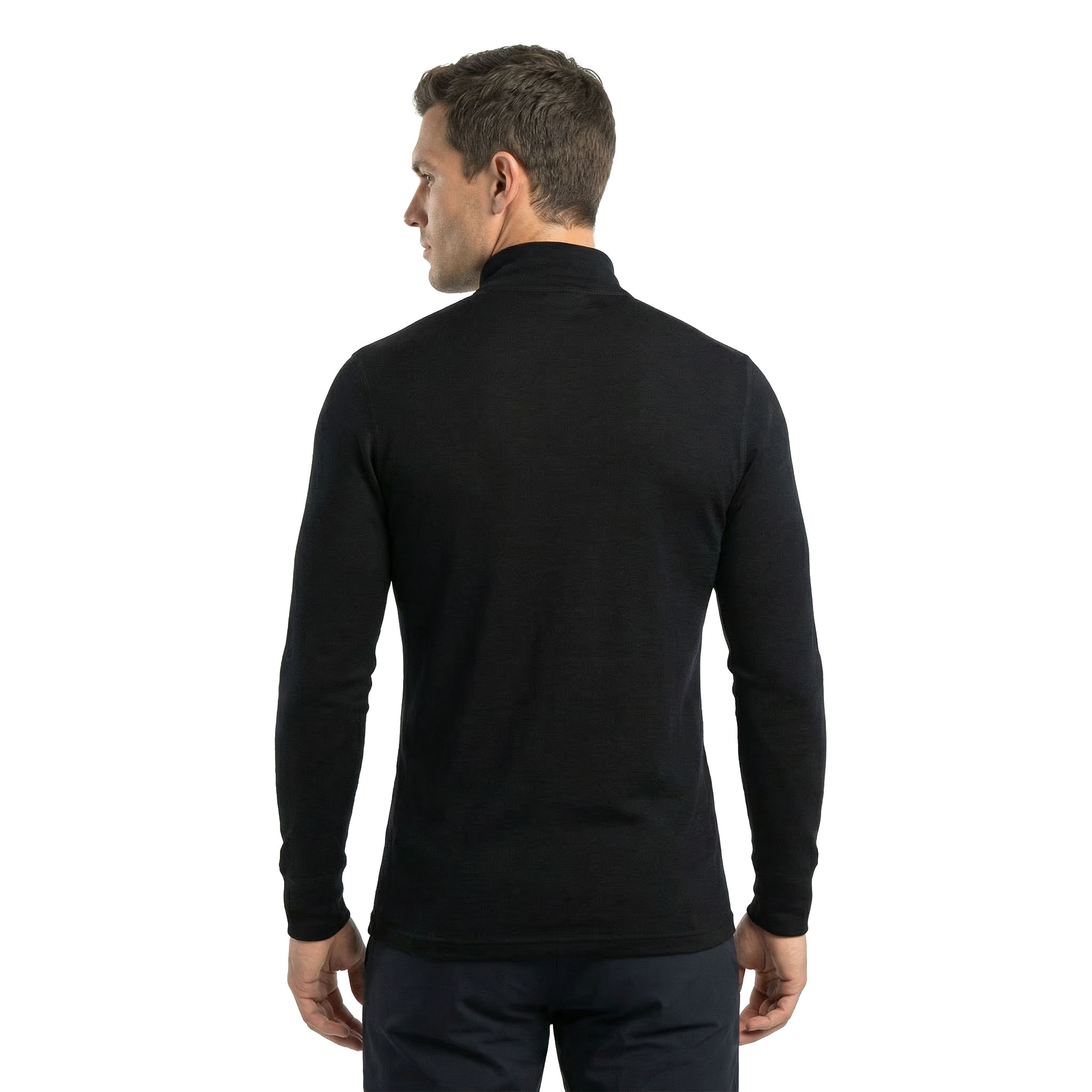 Westborn half zip lang&aelig;rmet T-shirt med merinould, Black, large image number 2