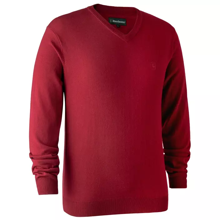 Deerhunter Kingston knit pullover with v-neck, Red, large image number 0