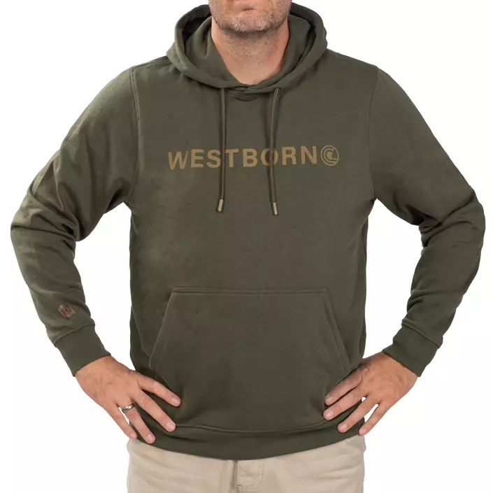 Westborn Logo hættetrøje, Dark Olive, large image number 1