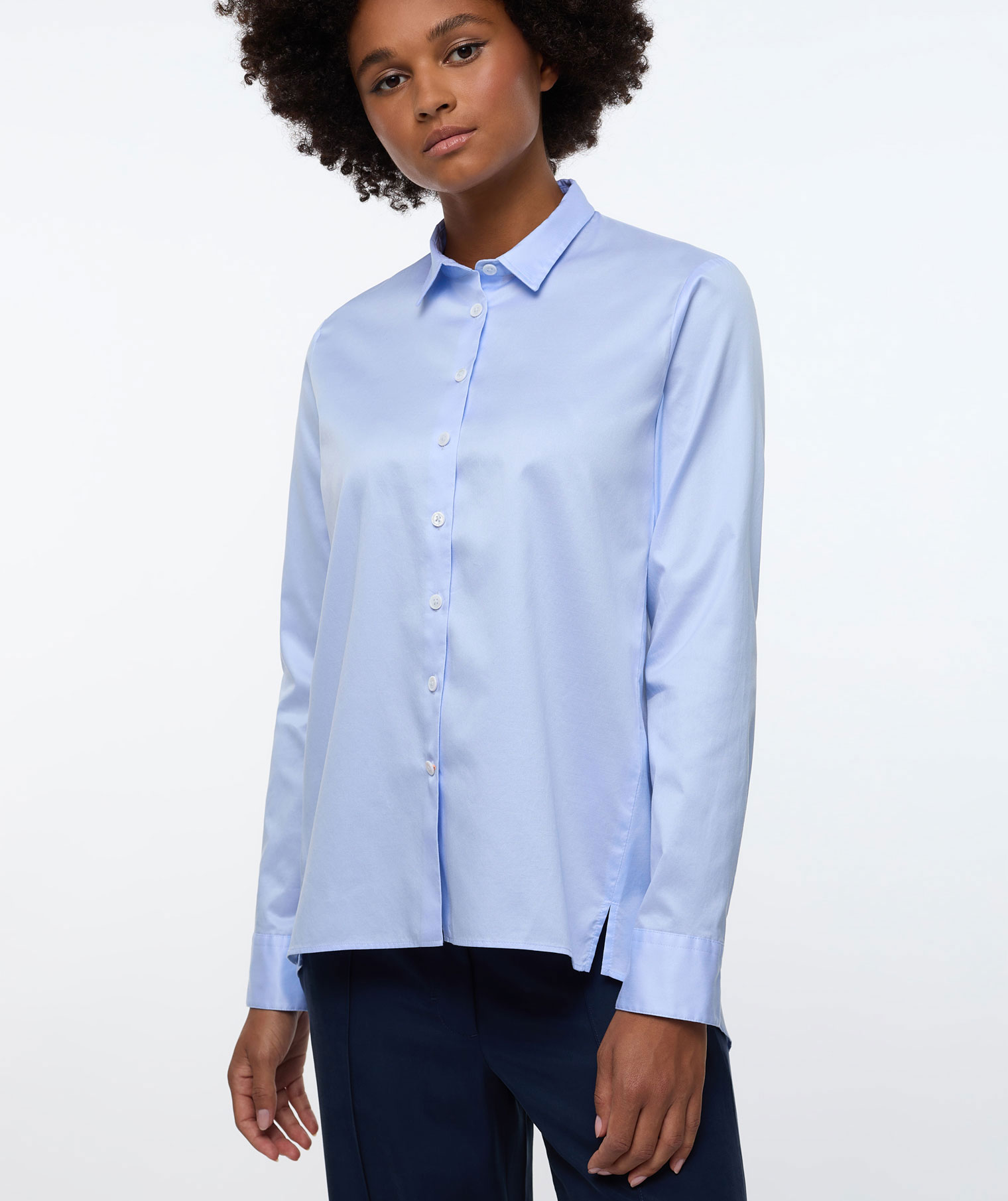 Eterna Casual Luxury Loose fit women's shirt, Light blue