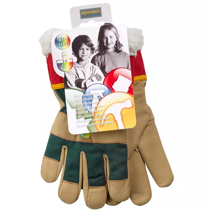 Tegera 90098 winter work gloves for kids, Brown/Green/Red, large image number 1