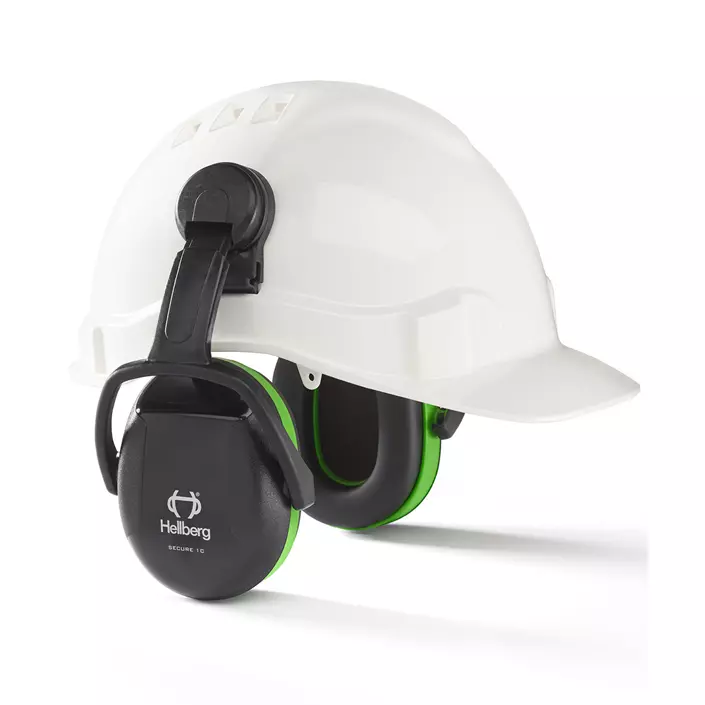 Hellberg Secure 1 helmet mounted ear defenders, Black/Green, Black/Green, large image number 1