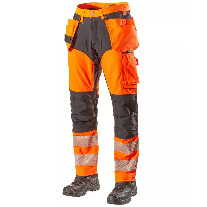 L.Brador craftsman trousers 1075PB, Hi-Vis Orange/Black, large image number 0