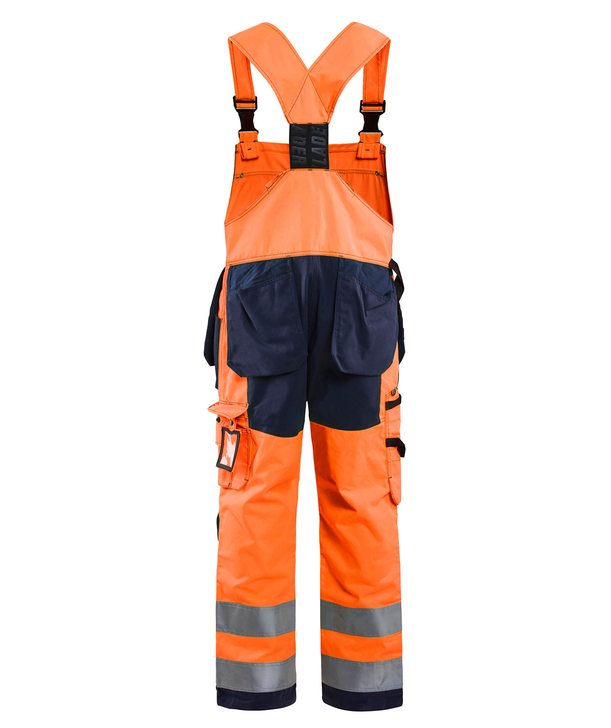 Bl&aring;kl&auml;der hantverks h&auml;ngselbyxa, Marinbl&aring;/Varselorange