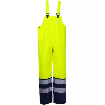 Abeko Atec rain bib and brace trousers, Hi-vis Yellow/Marine
