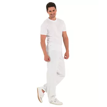 Kentaur HACCP-approved jogging trousers with press stud fastening by the foot, White