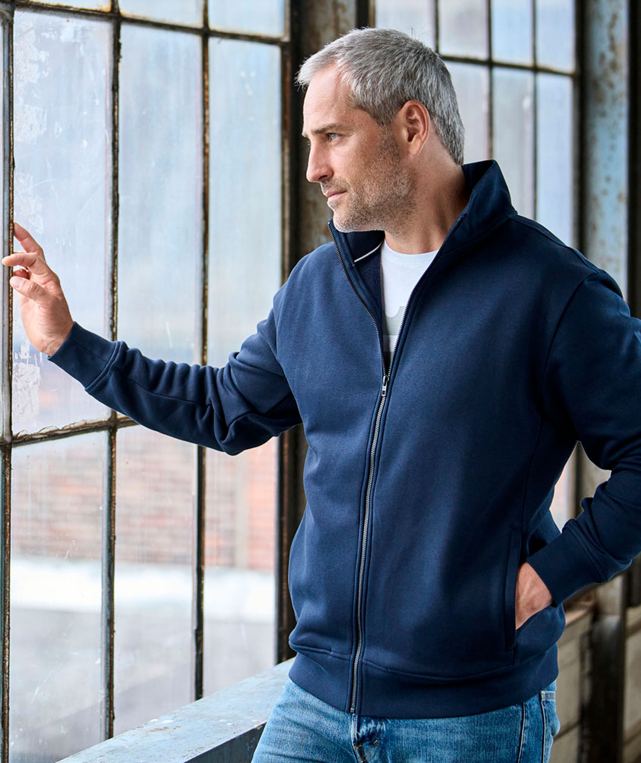 Tee Jays full zip sweat cardigan, Navy