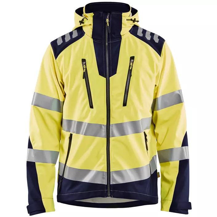 Blåkläder softshell jacket, Hi-vis yellow/Marine blue, large image number 0