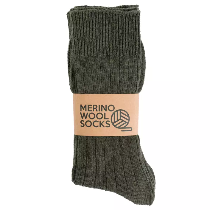 3-pack socks with merino wool, Army Green, large image number 1