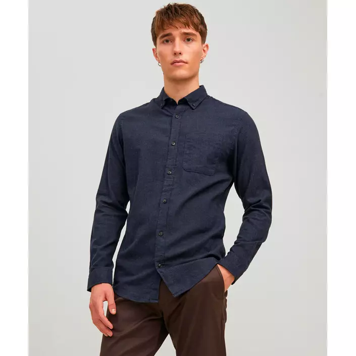 Jack & Jones JJECLASSIC MELANGE Slim fit langærmet skjorte, Navy Blazer, large image number 1