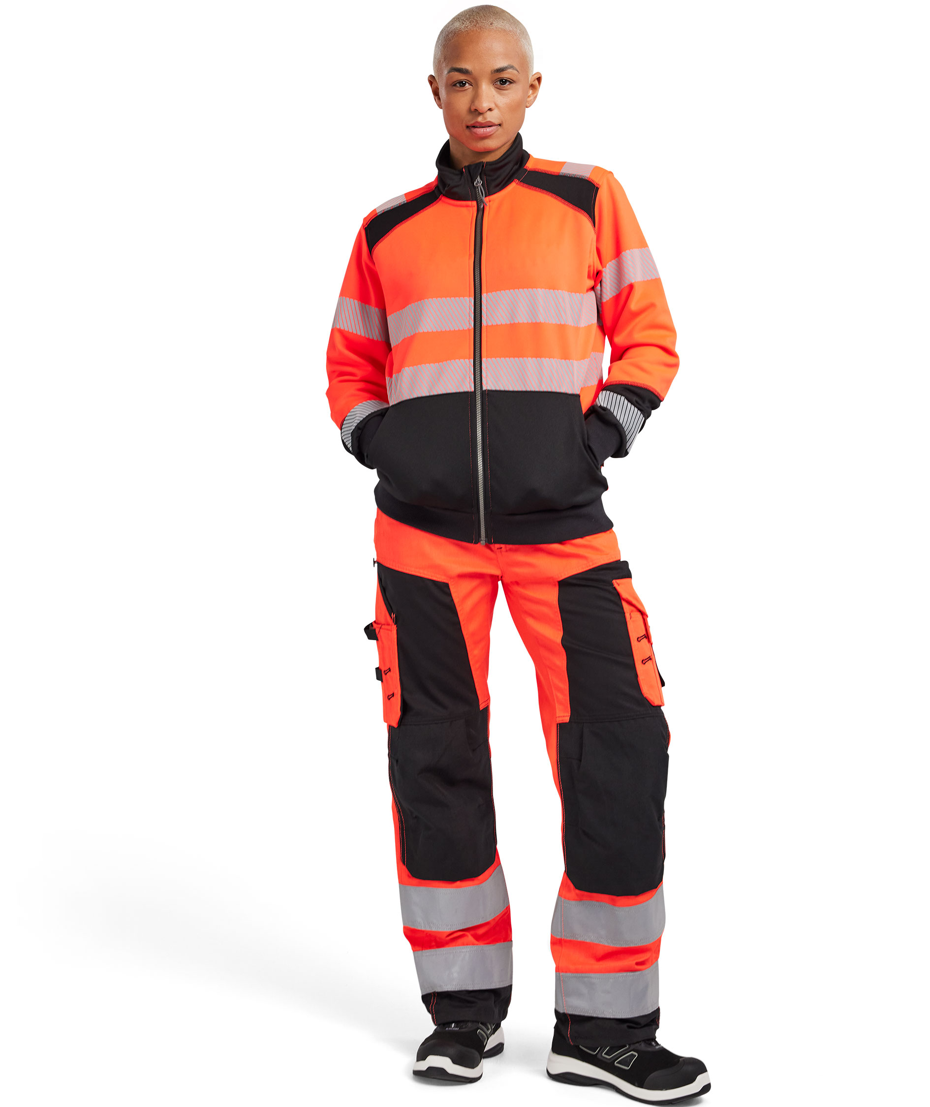 Bl&aring;kl&auml;der women's cardigan, Hi-Vis red/black