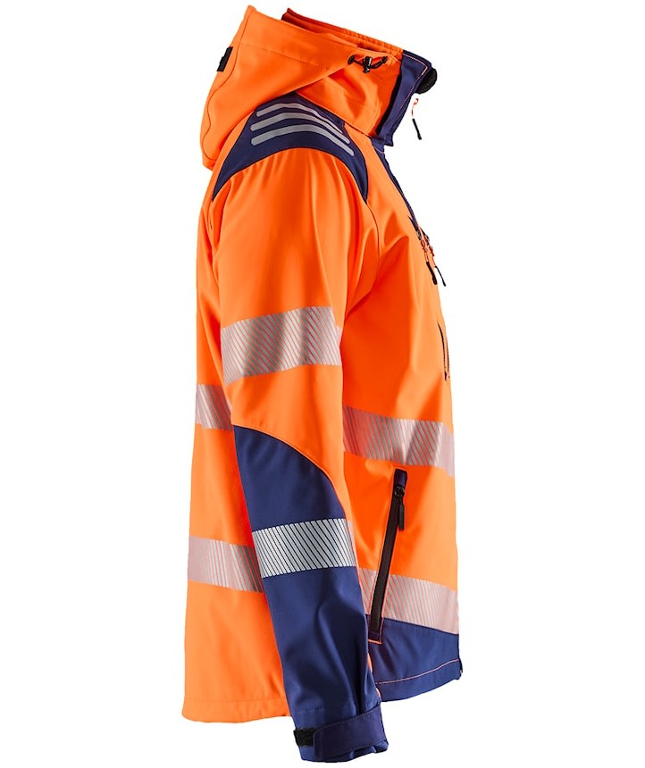 Bl&aring;kl&auml;der softshelljakke, Hi-vis Orange/Marine, large image number 2