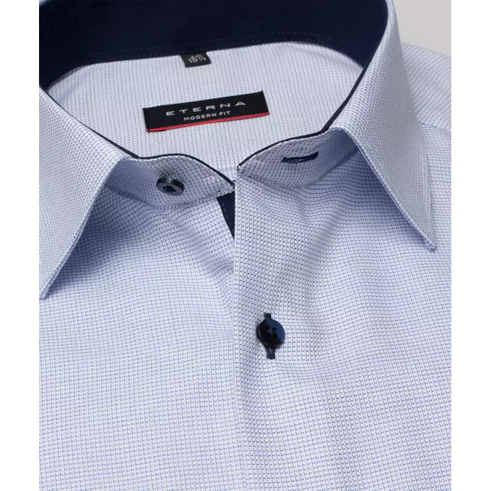 Eterna Modern fit kortærmet strukturskjorte, Blå/Hvid, large image number 3