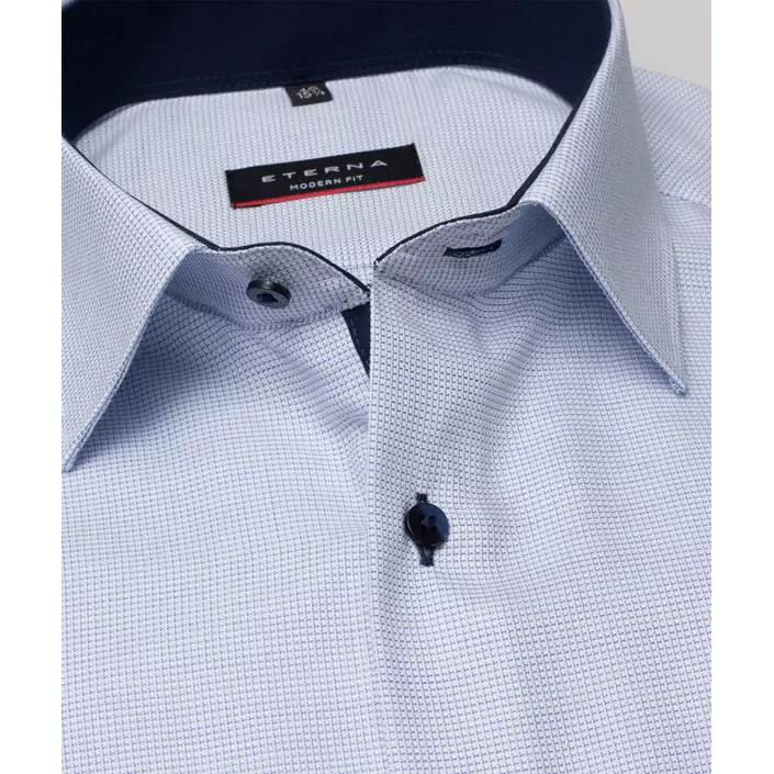 Eterna Modern fit kortärmad kortärmad struktur skjorta, Blå/Vit, large image number 3