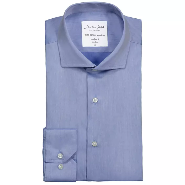Seven Seas modern fit Fine Twill shirt, Light Blue, large image number 4