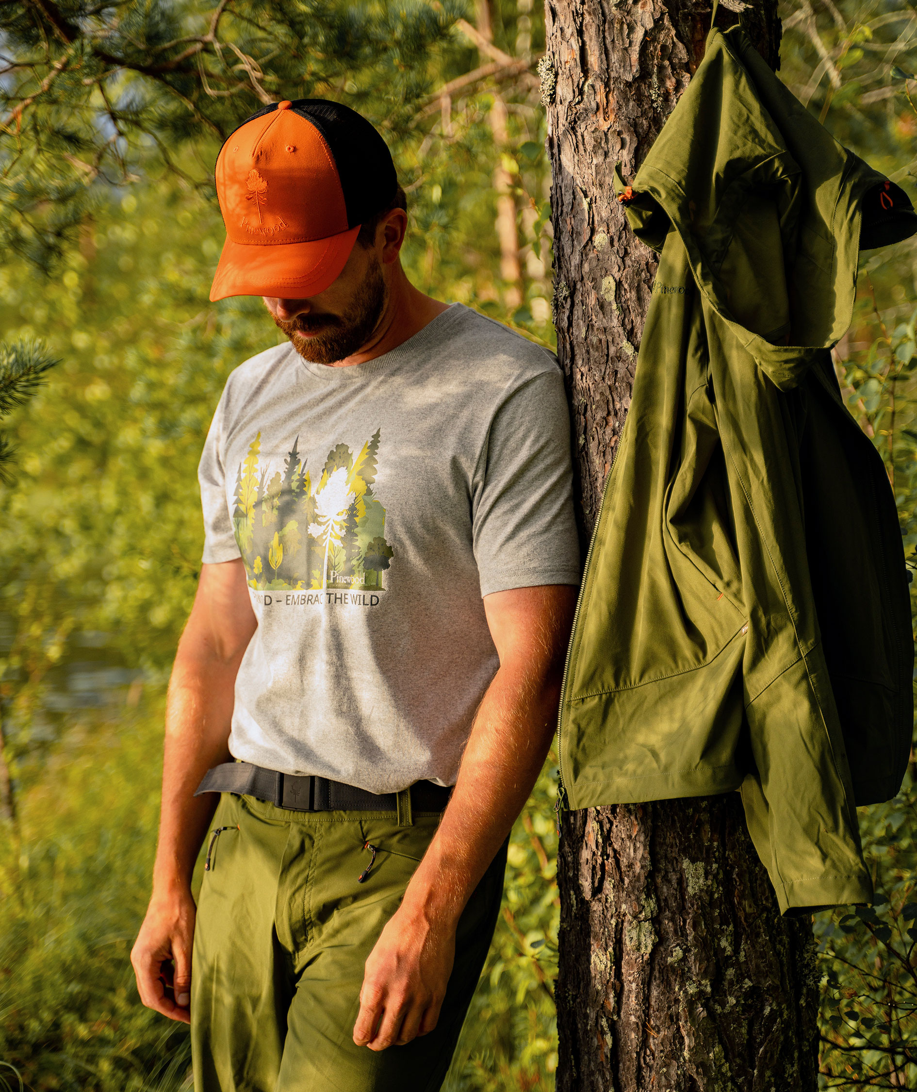 Pinewood Finnveden Recycled Outdoor T-shirt, Light Grey Melange Forest, large image number 5