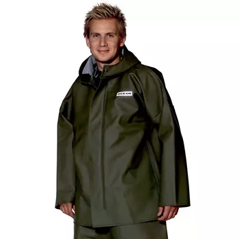 Ocean Weather Heavy PVC rain jacket, Olive Green