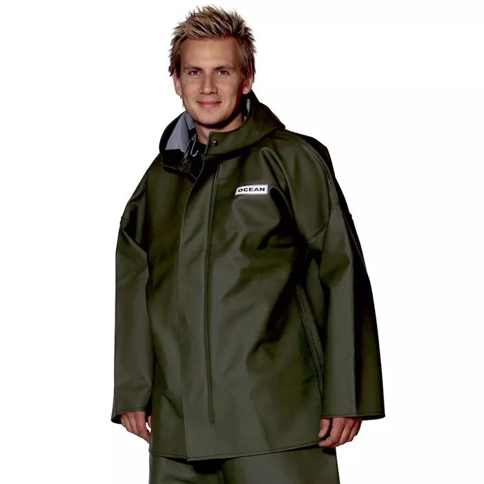 Ocean Weather Heavy PVC rain jacket, Olive Green, large image number 0