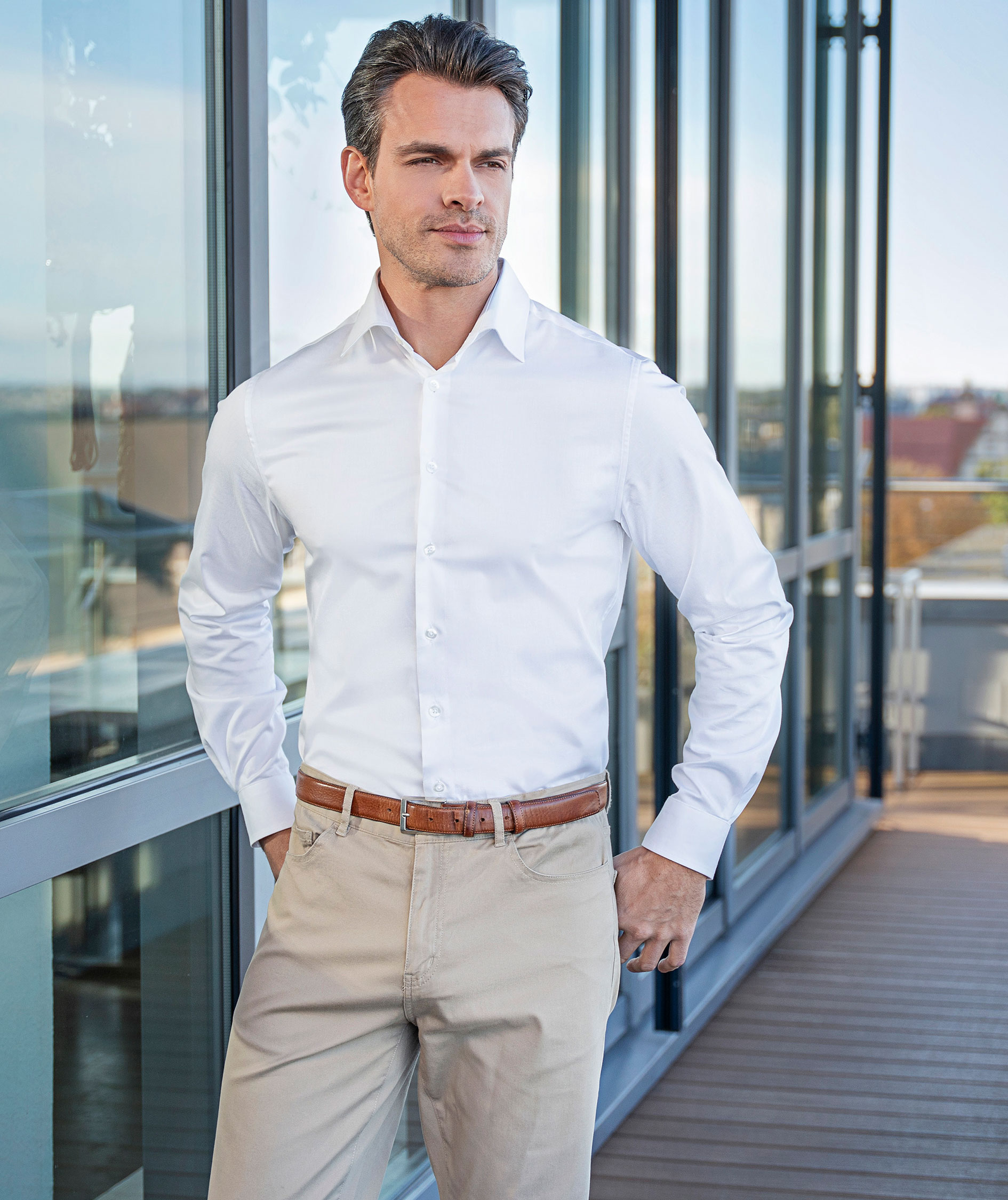 Karlowsky stretch skjorte, White , large image number 1