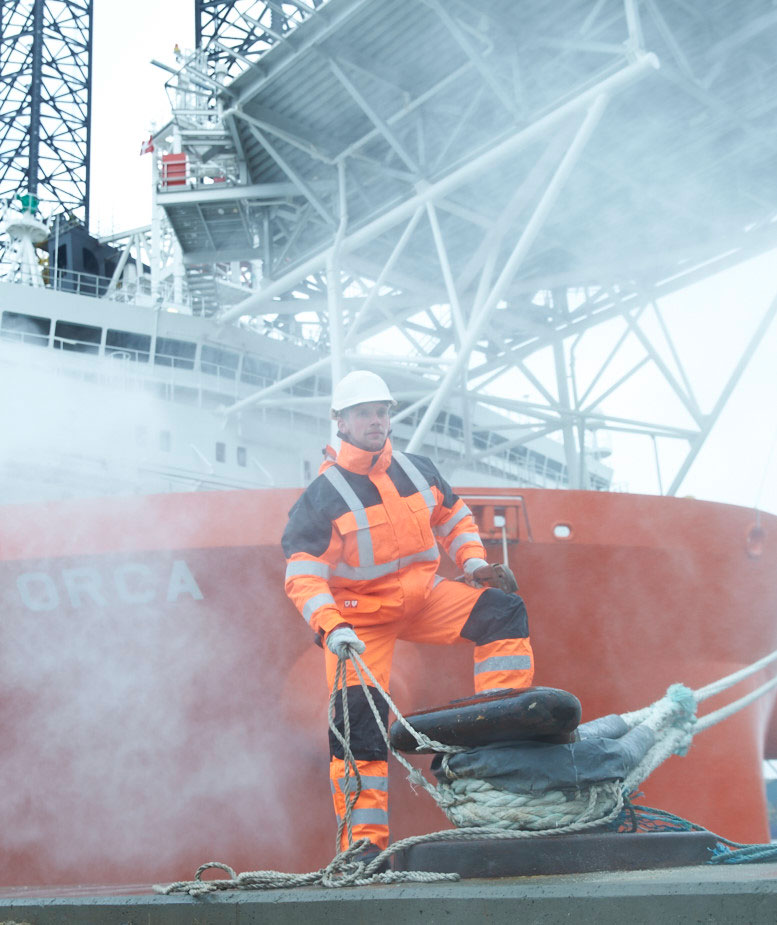 Lyngs&oslash;e Multinorm rain trousers, Hi-Vis Orange/Black