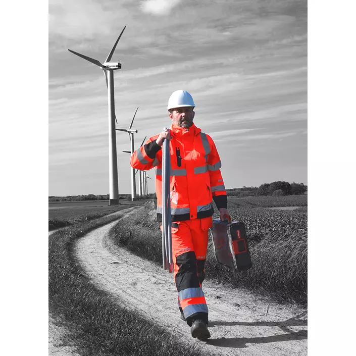 Lyngsoe Handwerker-Regenhose, Hi-Vis rot/schwarz, large image number 1