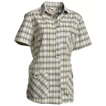 Nybo Workwear Joy short-sleeved women's shirt, Lime/grey checkered