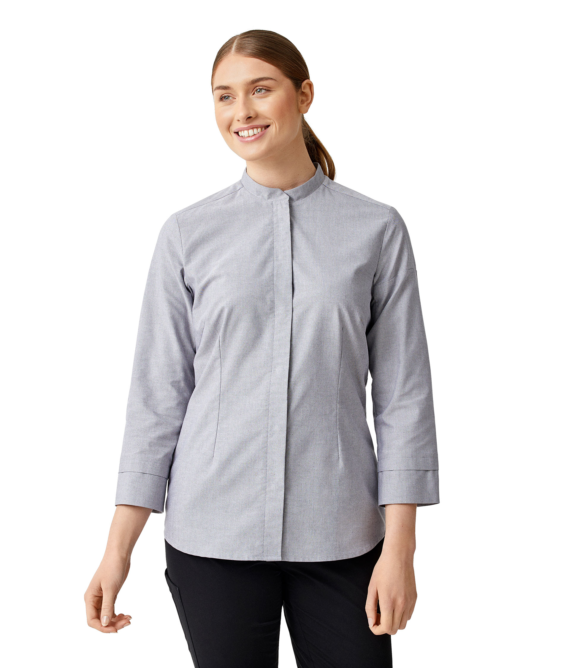 Kentaur oxford women's shirt, 7/8-length sleeves, Oxford grey