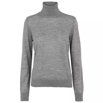 Basic Apparel Vera women's knitted turtleneck sweater with merino wool, Light Grey Melange