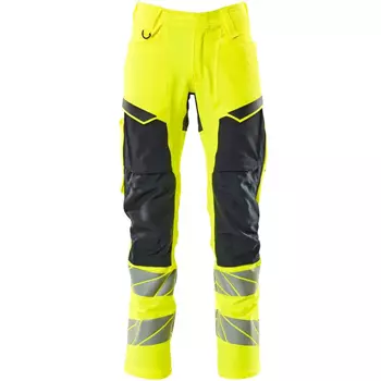 Mascot Accelerate Safe work trousers full stretch, Hi-Vis Yellow/Dark Marine