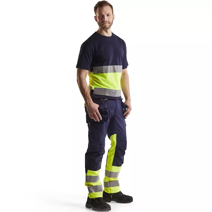 Blåkläder håndverksbukse X1900, Marine/Hi-Vis gul, large image number 1
