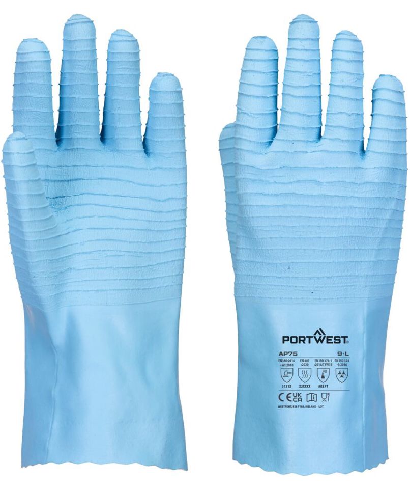 Portwest AP75 kjemihansker, Lysebl&aring;