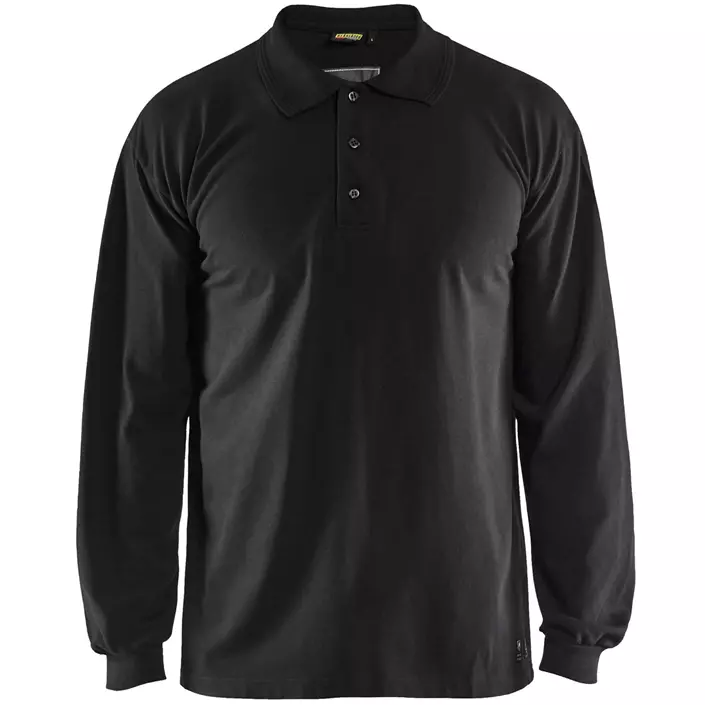 Blåkläder Anti-Flame long-sleeved polo shirt, Black, large image number 0
